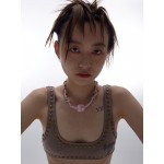 Chain Pink Leather Choker