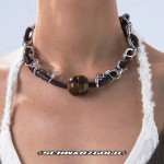 Chain Brown Leather Choker