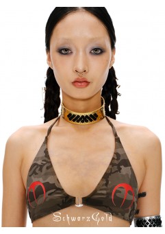 Gold&Sliver Rivet Leather Choker