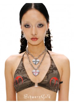 Zircon Cross Heart Necklace