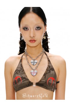 Zircon Cross Heart Necklace